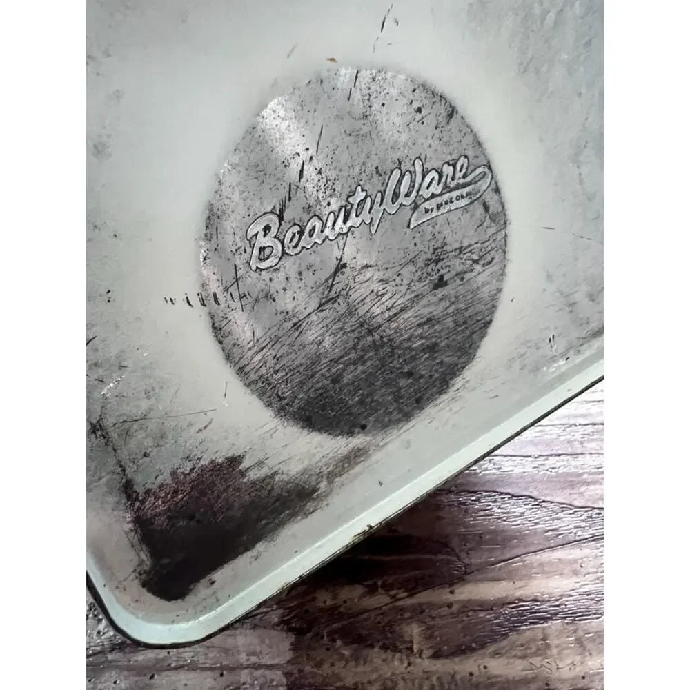 Vintage BeautyWare Coffee Canister by Wilco White Metal Kitchen Tin Farmhouse